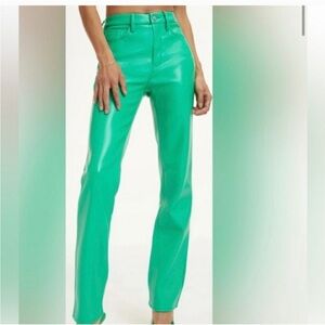 Good American Good Icon Faux Leather Pants Summer Green Size 2/26